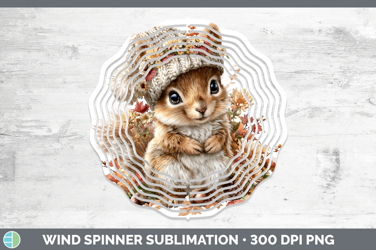 Woodland Boho Autumn Squirrel Wind Spinner Sublimation Spinn