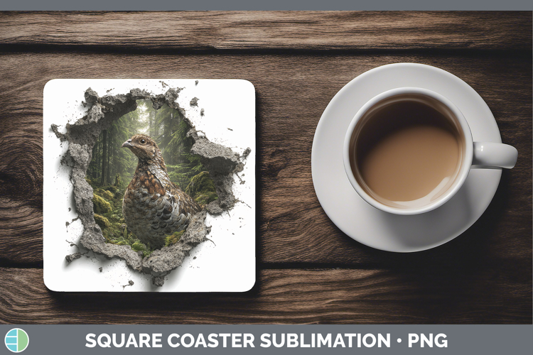 Grouse Woodland 3D Hole Square Coaster Sublimation Design