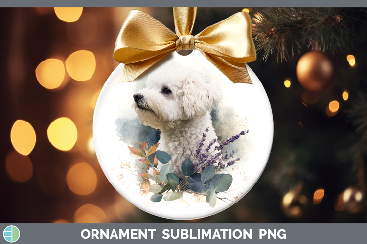 Bichon Frise Dogs 02 Lavender and Eucalyptus Ornament Sublim