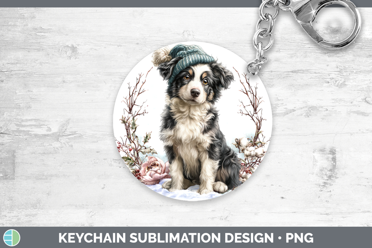 Border Collie Dogs 02 Winter Knit Hat Keychain Sublimation D