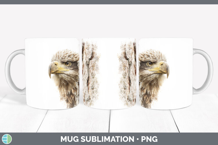 Whitetailed Eagle Tree Peek Mug Wrap Sublimation Design example image 1
