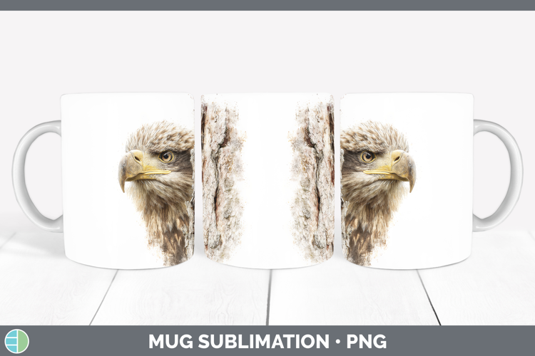 Whitetailed Eagle Tree Peek Mug Wrap Sublimation Design