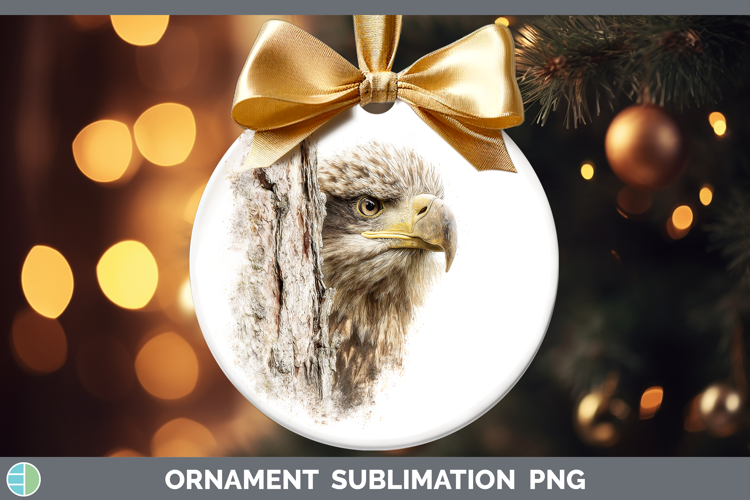 Whitetailed Eagle Tree Peek Ornament Sublimation Design