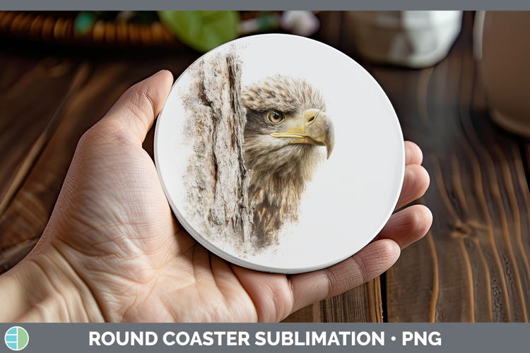 Whitetailed Eagle Tree Peek Round Coaster Sublimation Desig