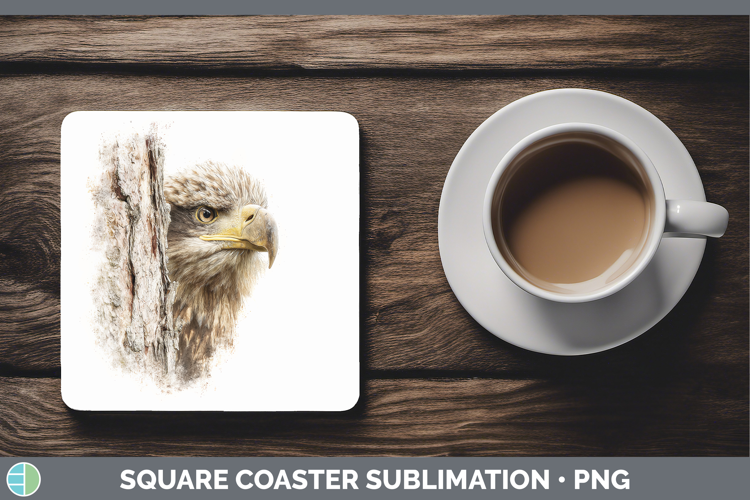 Whitetailed Eagle Tree Peek Square Coaster Sublimation Desi