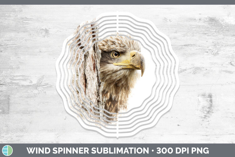 Whitetailed Eagle Tree Peek Wind Spinner Sublimation Design example image 1
