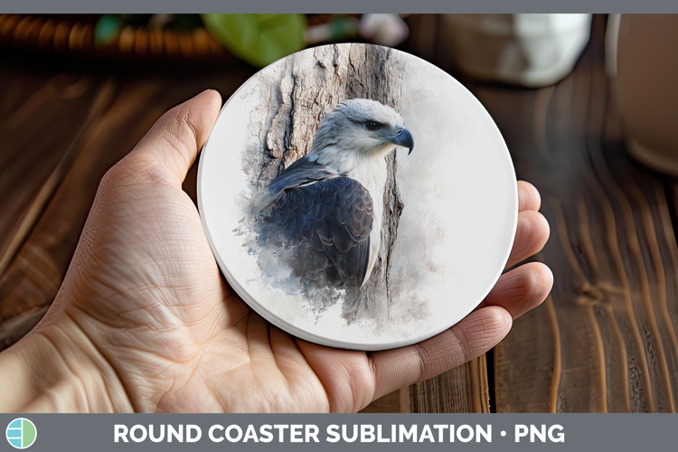 Whitebellied Sea Eagle Tree Peek Round Coaster Sublimation