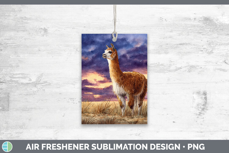 Alpaca Farm Sunset Air Freshener Sublimation Design example image 1