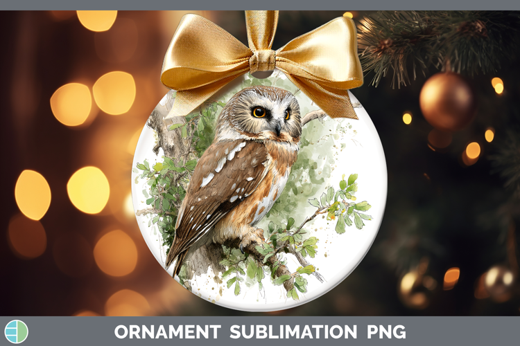 Northern Sawwhet Owl Owls Sketch Ornament Sublimation Desig