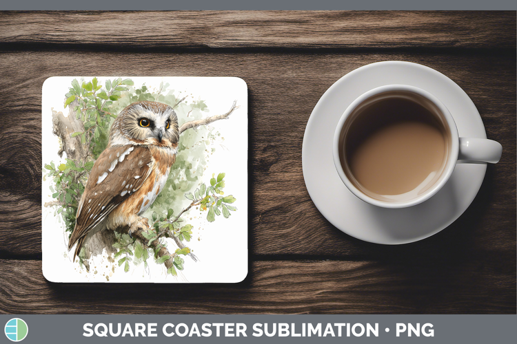 Northern Sawwhet Owl Owls Sketch Square Coaster Sublimation