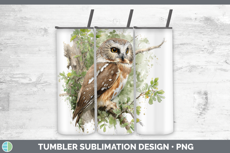 Northern Sawwhet Owl Owls Sketch Tumbler Sublimation Design