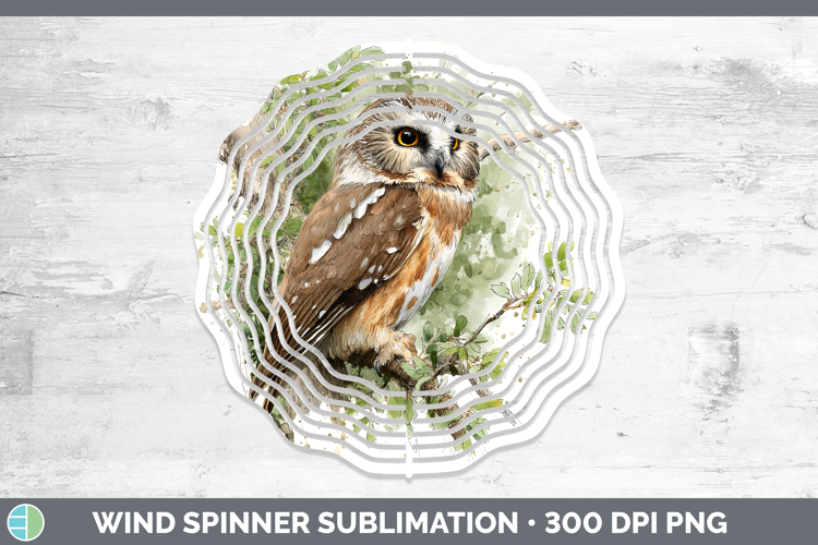 Northern Sawwhet Owl Owls Sketch Wind Spinner Sublimation D