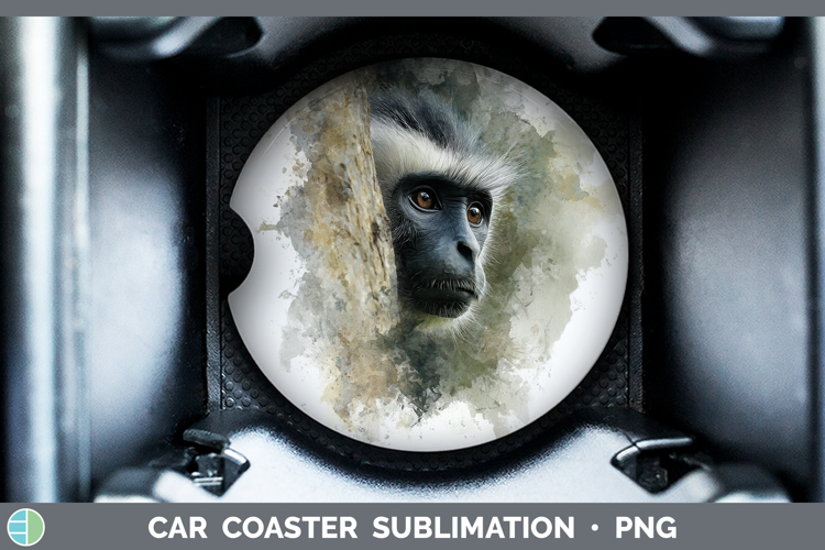 Colobus Monkey Primate Tree Peek-A-Boo Car Coaster Sublimati