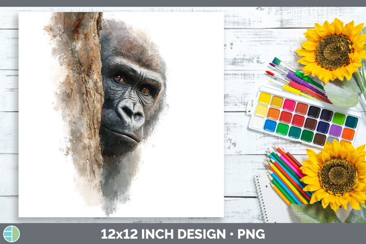 Gorilla Primate Tree Peek-A-Boo Paper Background Design