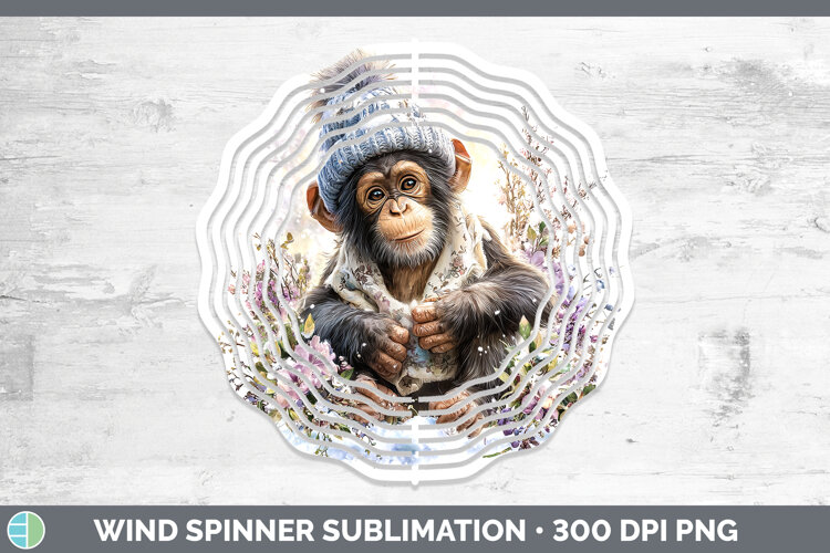 Bonobo Primate Winter Knit Hat Wind Spinner Sublimation Desi example image 1