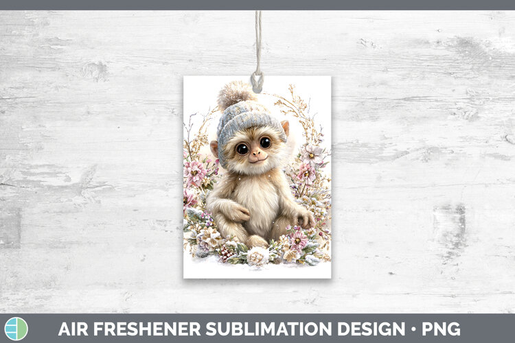Gibbon Primate Winter Knit Hat Air Freshener Sublimation Des example image 1