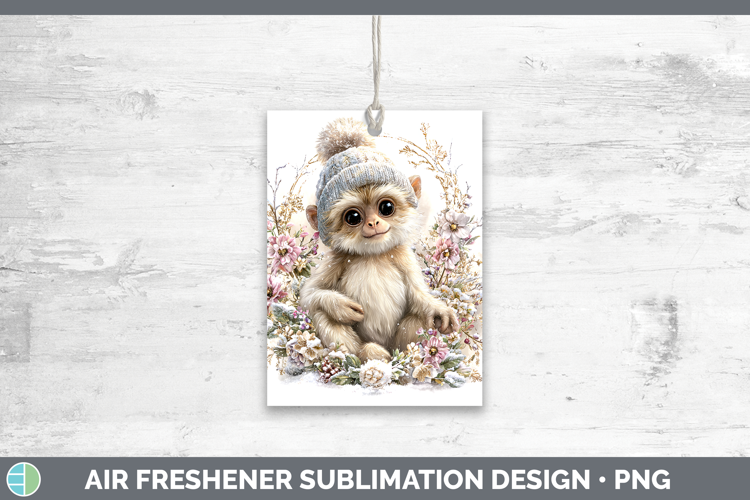 Gibbon Primate Winter Knit Hat Air Freshener Sublimation Des