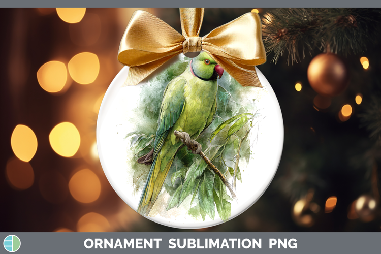 Roseringed Parakeet Parrot Botanicals Ornament Sublimation