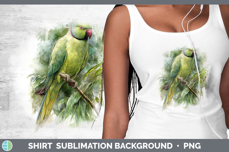 Roseringed Parakeet Parrot Botanicals Shirt Sublimation Des example image 1