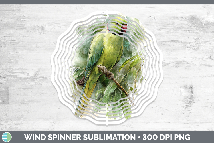 Roseringed Parakeet Parrot Botanicals Wind Spinner Sublimat
