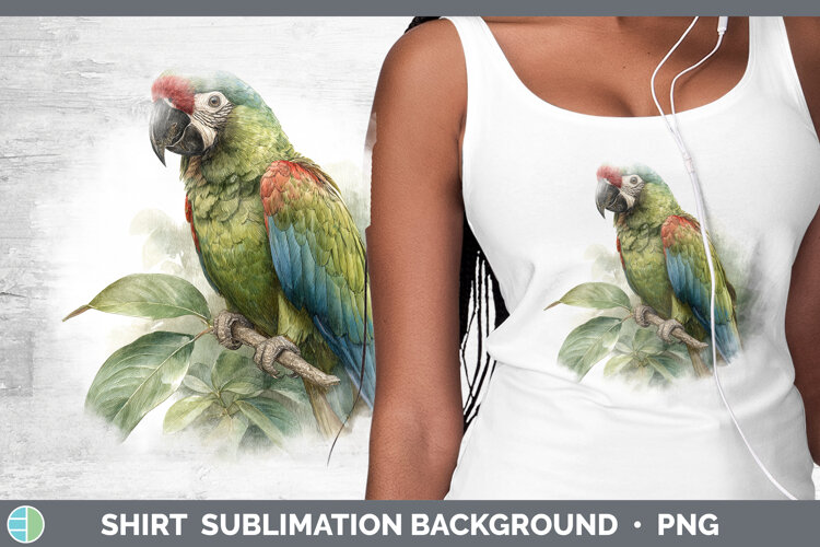 Redshouldered Macaw Parrot Botanicals Shirt Sublimation Des example image 1