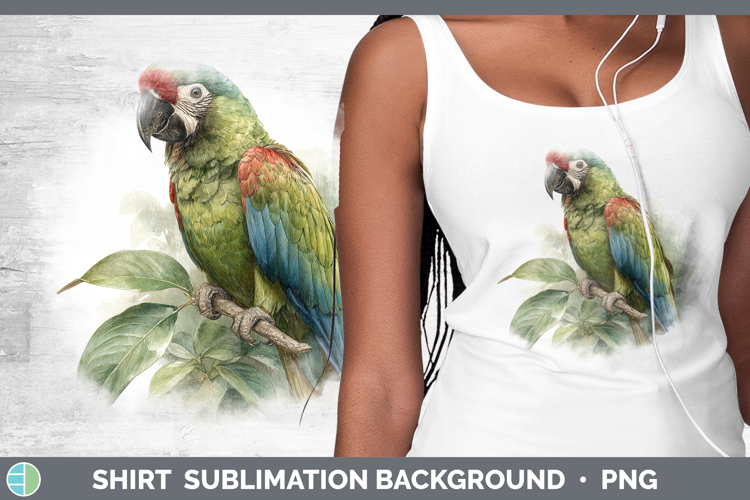 Redshouldered Macaw Parrot Botanicals Shirt Sublimation Des