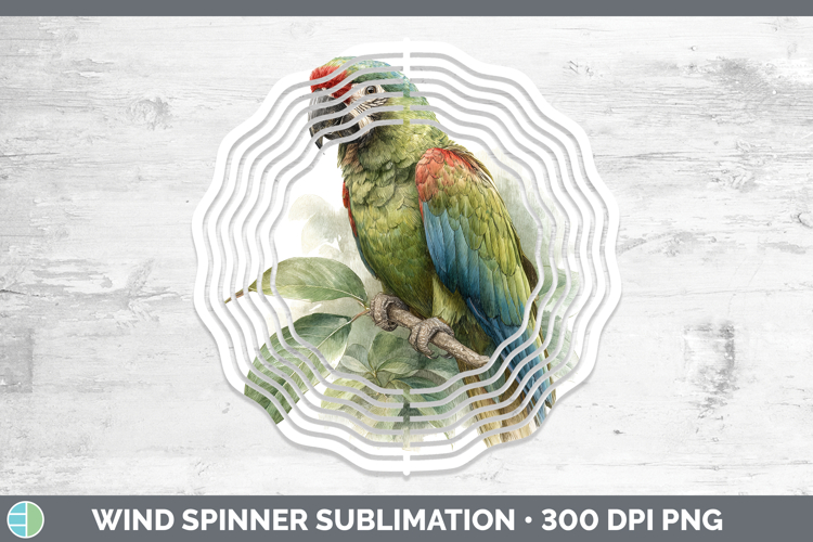 Redshouldered Macaw Parrot Botanicals Wind Spinner Sublimat
