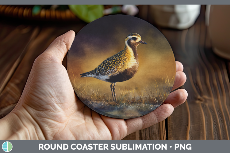 American GoldenPlover Shorebirds Sunset Round Coaster Subli