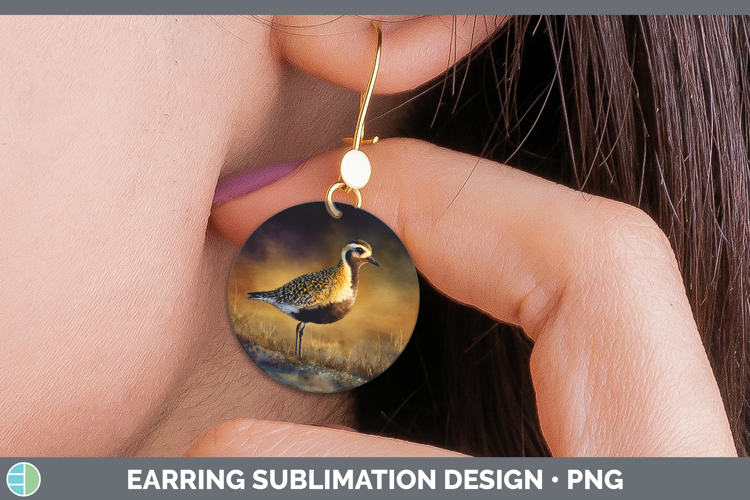 American GoldenPlover Shorebirds Sunset Round Earrings Subl