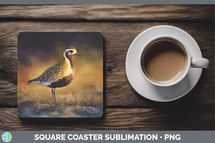 American GoldenPlover Shorebirds Sunset Square Coaster Subl