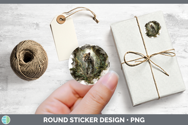 Leopard Clouded Wild Cats 3D Hole Stickers Design