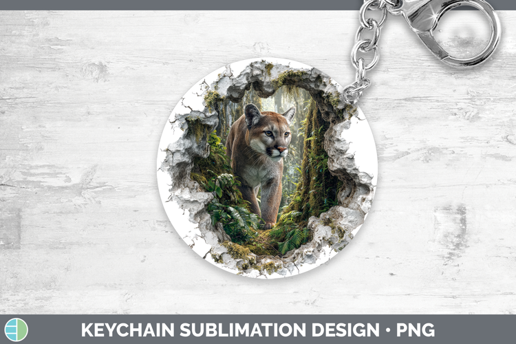 Puma Concolor Wild Cats 3D Hole Keychain Sublimation Design