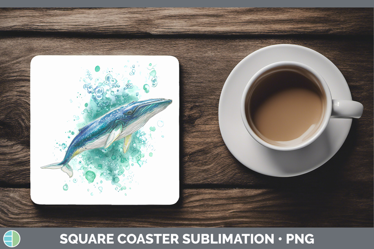 Bryde’s Whale Whales Sketch Square Coaster Sublimation Desig