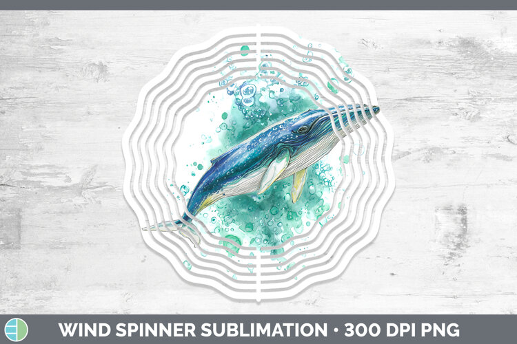 Bryde’s Whale Whales Sketch Wind Spinner Sublimation Design example image 1