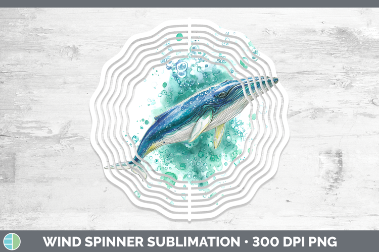 Bryde’s Whale Whales Sketch Wind Spinner Sublimation Design