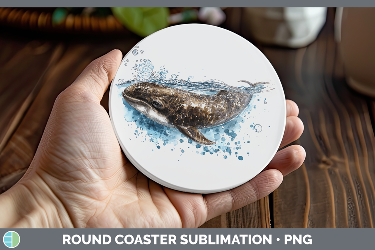 Cuvier’s Beaked Whale Whales Sketch Round Coaster Sublimatio