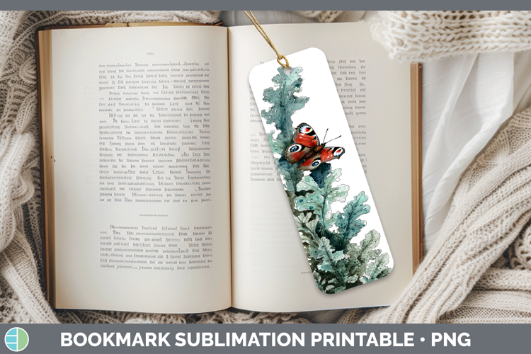 Peacock Butterflies Sketch Bookmark Sublimation Design
