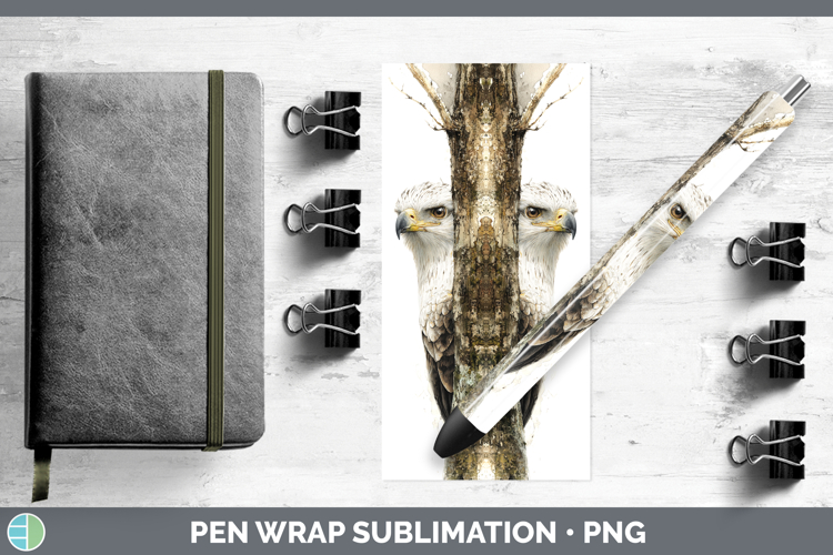 Whitebellied Sea Eagle Tree Peek Pen Wrap Sublimation Desig