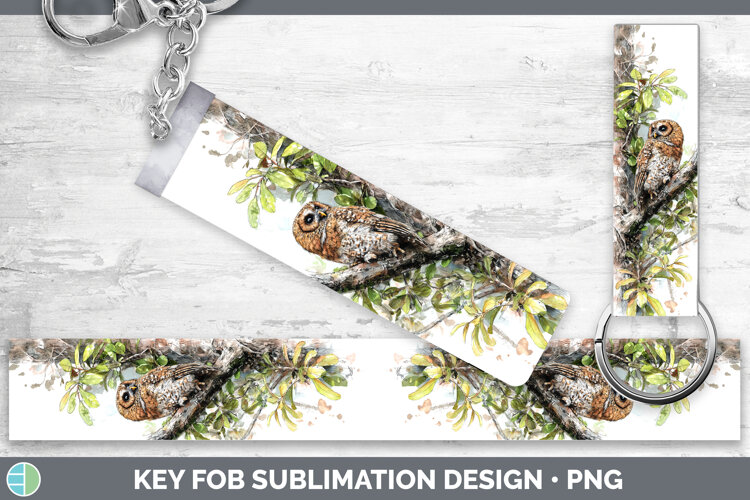 Rufous Owl Owls Sketch Key Fob Sublimation Design example image 1