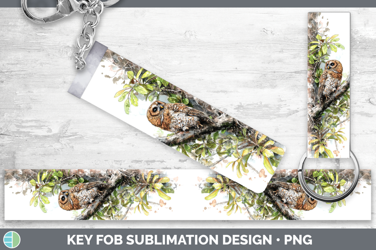 Rufous Owl Owls Sketch Key Fob Sublimation Design
