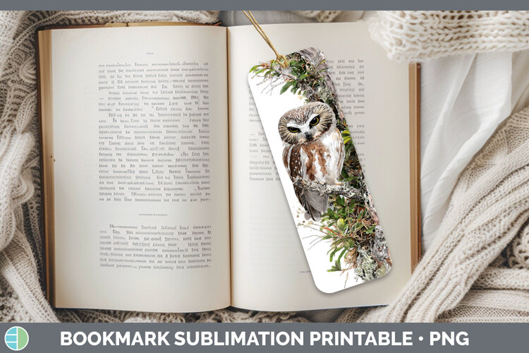 Northern Sawwhet Owl Owls Sketch Bookmark Sublimation Desig example image 1