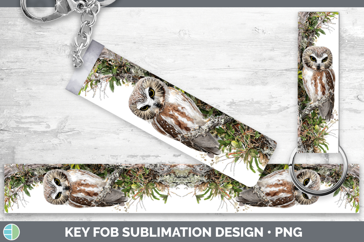 Northern Sawwhet Owl Owls Sketch Key Fob Sublimation Design