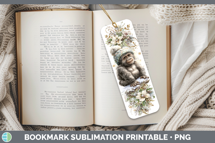 Gorilla Primate Winter Knit Hat Bookmark Sublimation Design