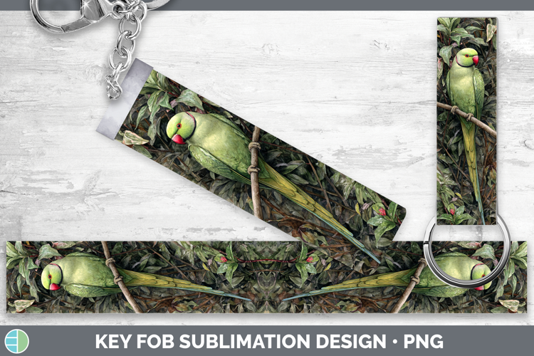Roseringed Parakeet Parrot Botanicals Key Fob Sublimation D