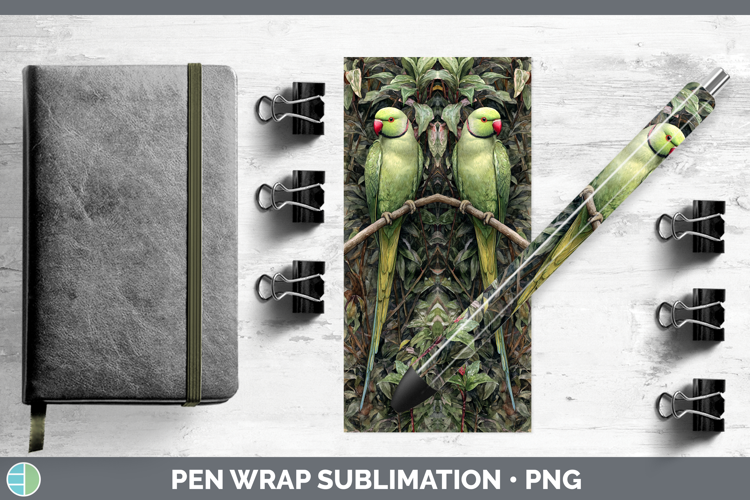 Roseringed Parakeet Parrot Botanicals Pen Wrap Sublimation