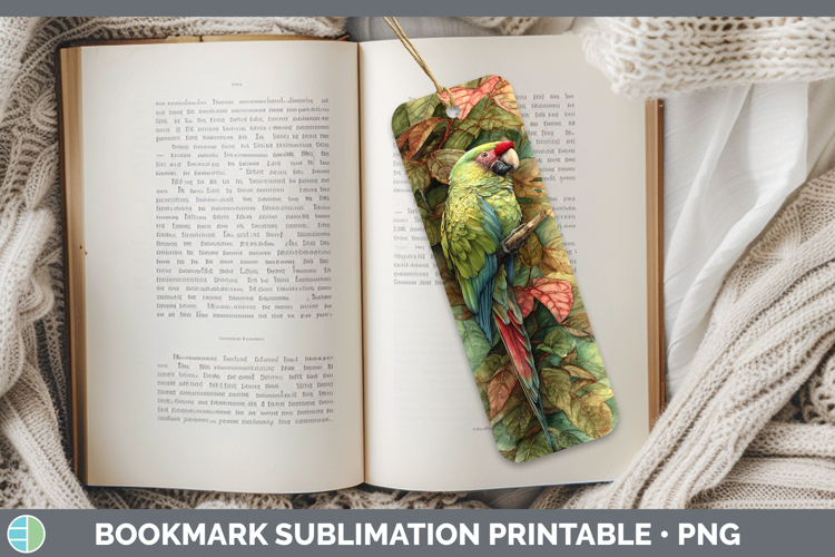 Redshouldered Macaw Parrot Botanicals Bookmark Sublimation