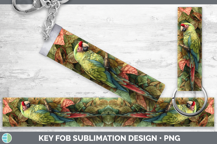 Redshouldered Macaw Parrot Botanicals Key Fob Sublimation D