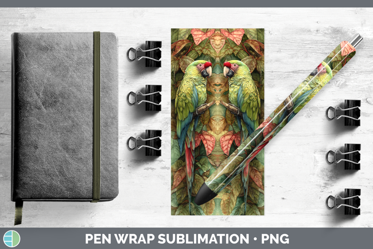 Redshouldered Macaw Parrot Botanicals Pen Wrap Sublimation