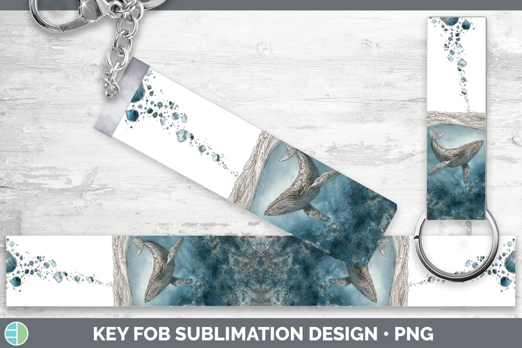 Bryde’s Whale Whales Sketch Key Fob Sublimation Design