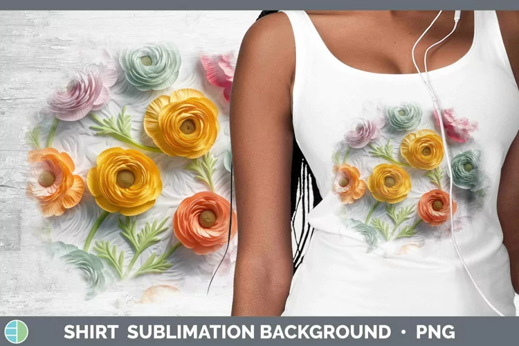 3D Ranunculus Shirt Sublimation Sublimation Background Desig